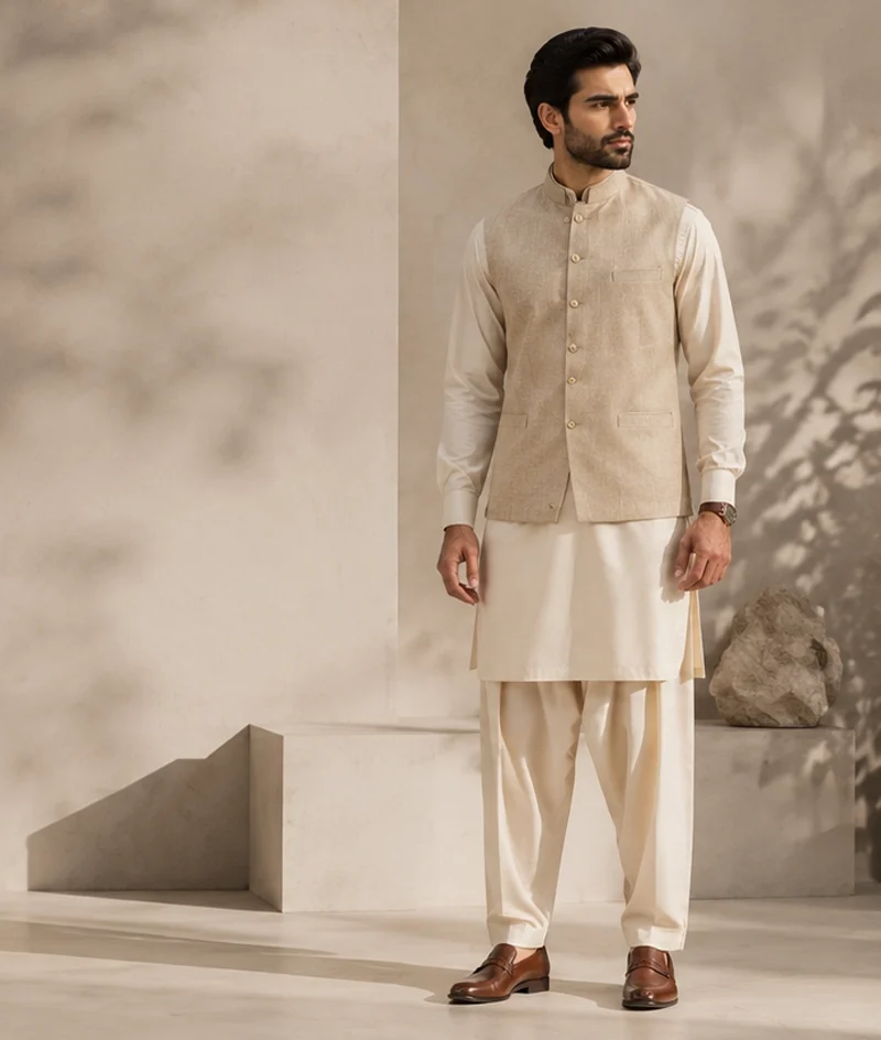 Waistcoat with Shalwar Kameez
